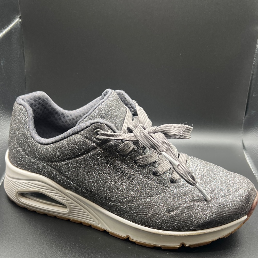 Skechers Women's Glitter Pewter Lace-Up Sneakers